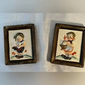 Vintage NAPCO 2 Piece Ceramic Wall Plaques Signed And Numbered